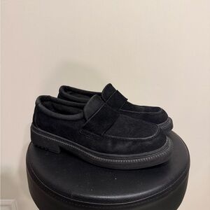 Suede penny loafers